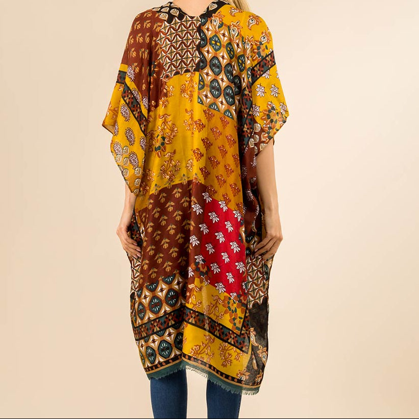 Spring Kimono - Brown and Tan Multicolor