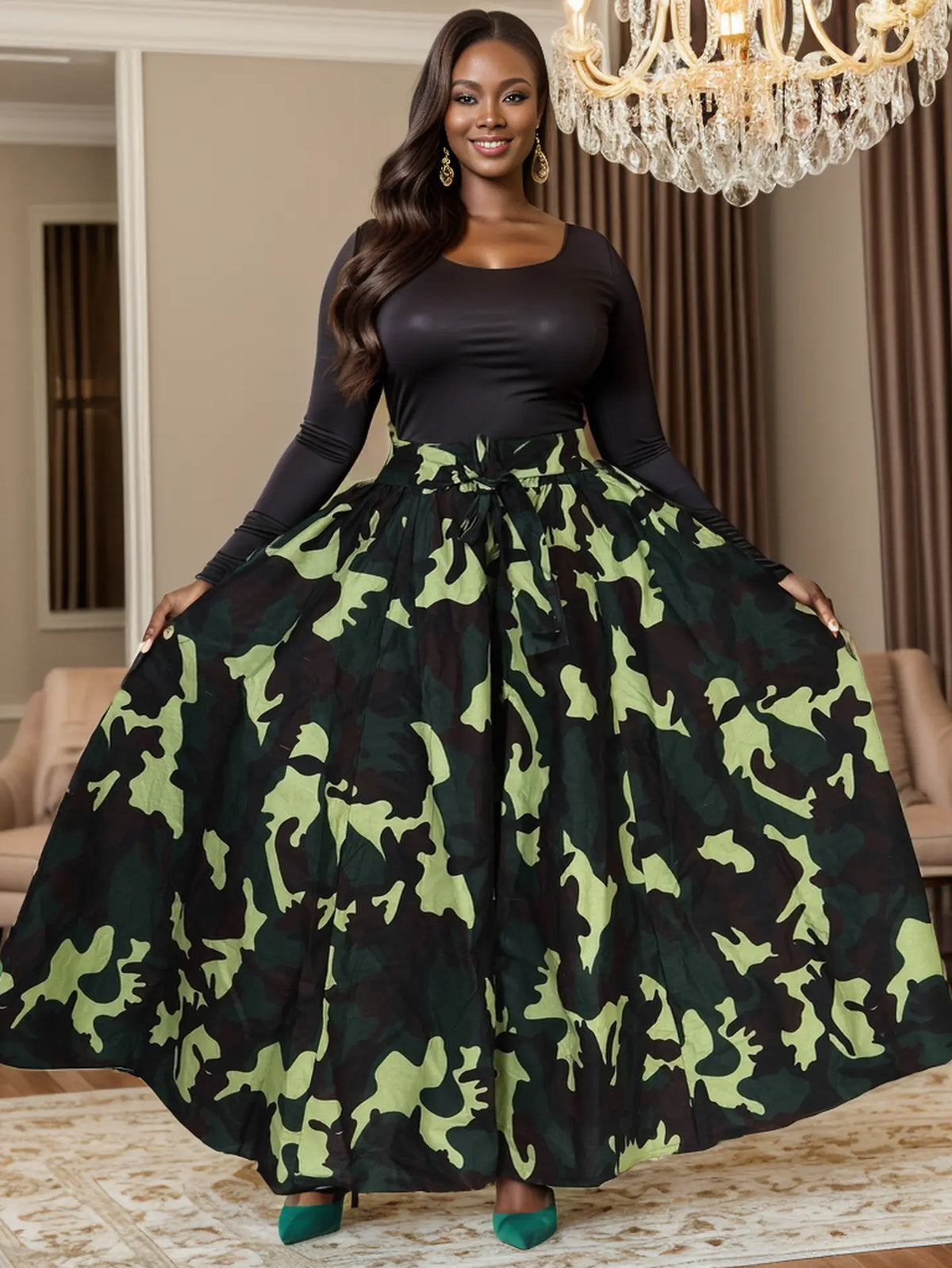 100 % Cotton Camo Maxi Skirt (Fits Size 6 - 16) (Copy)