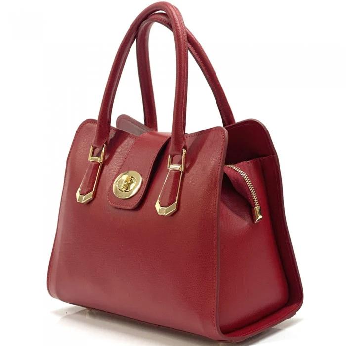 AMMA JO Carlina Italian Leather Shoulder Bag (Cherry Red)