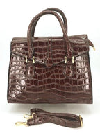 Faux Crocodile Patent Leather Lady Bag (Chocolate Brown)