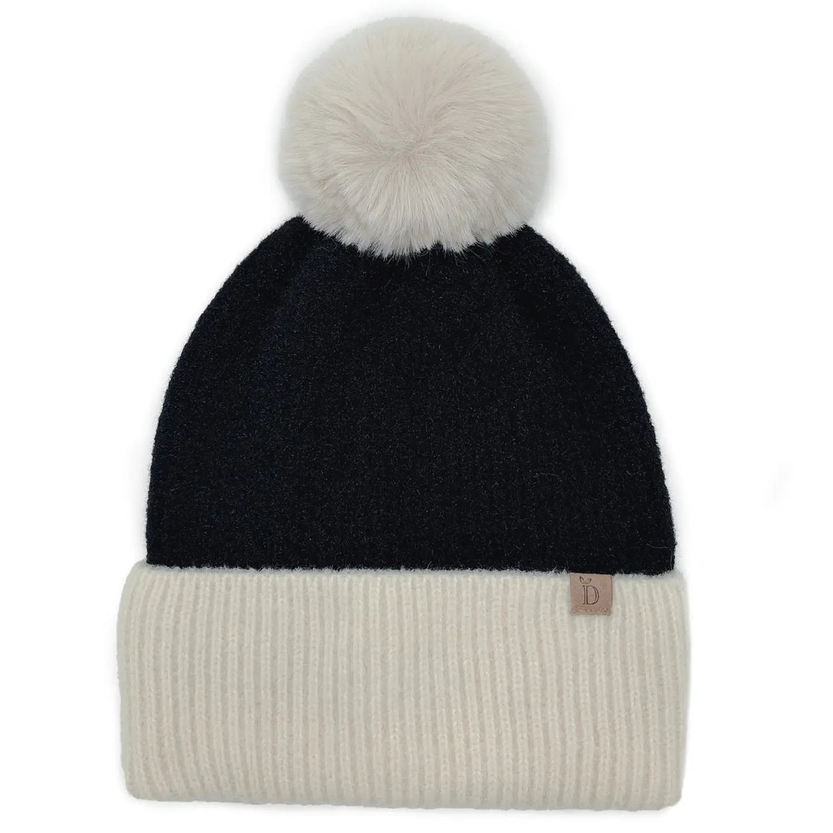 Beanie - Ribbed Cream and Black