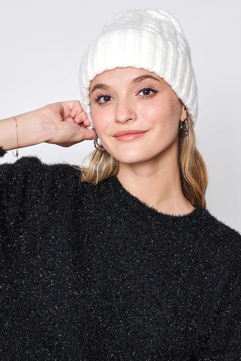 Beanie - Ribbed Cream Color