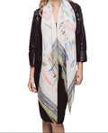 Cream and Sage Pastel Spring Scarf
