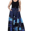 100 % Cotton Denim/Printed Skirt - Authentic African Wax (Fits Size 6 - 16)