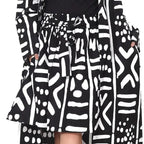 Abstract Black and White Skirt with Pockets - 100% Cotton