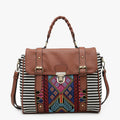 Embroidered Top Handle Multicolor Satchel