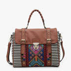 Embroidered Top Handle Multicolor Satchel