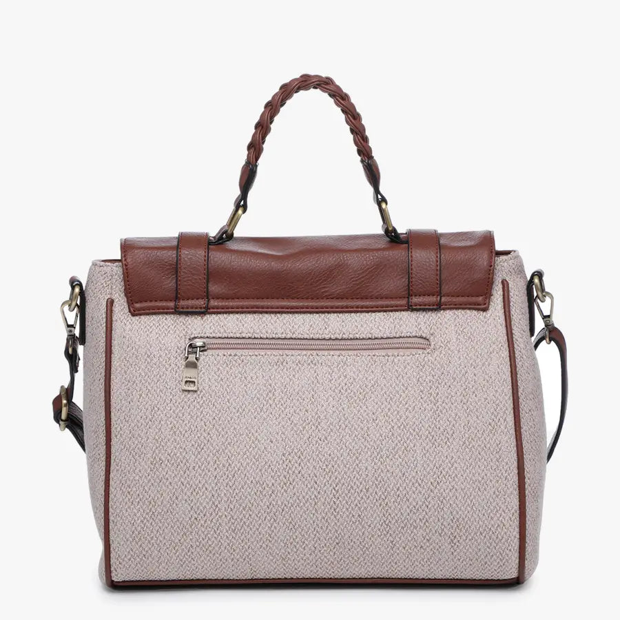 Embroidered Top Handle Multicolor Satchel - Pink