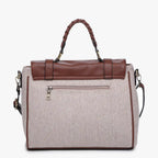 Embroidered Top Handle Multicolor Satchel - Pink