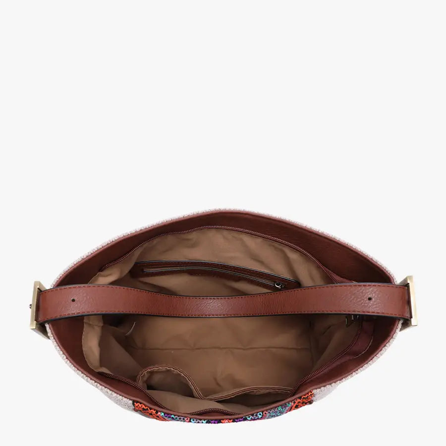 Aztec Embroidered Satchel - Pink Multi