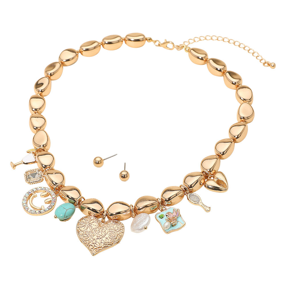 Heart Charm Statement Necklace