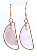 Half Moon Earrings (Faux Rose Quartz and Gold tone)