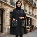 Faux Fur Pocketed Cape (Black) - September Arrival