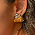 (Oct 2 Arrival) Steel Braided Triad Earrings (Gold)