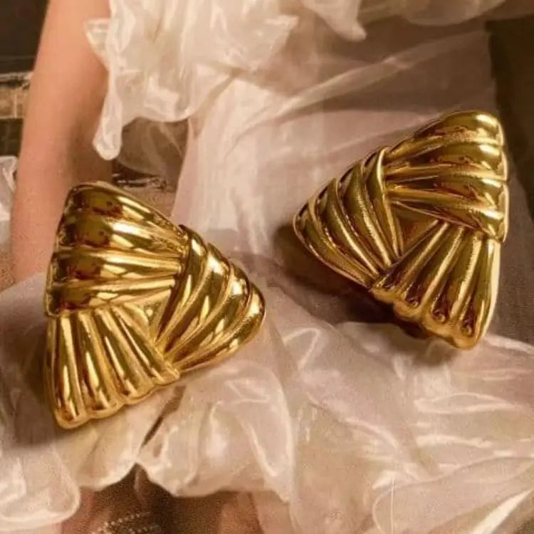(Oct 2 Arrival) Steel Braided Triad Earrings (Gold)