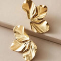 (Oct 2 Arrival) Steel Abstract Leaf Earrings (Gold)