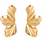 (Oct 2 Arrival) Steel Abstract Leaf Earrings (Gold)