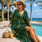 Green Animal Print Kaftan / Moo Moo