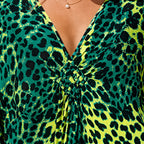 Green Animal Print Kaftan / Moo Moo