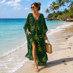 Green Animal Print Kaftan / Moo Moo