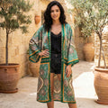 Spring Kimono - Green Japanese Inspired Print