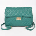 Quilted Faux Leather Chic Mini Bag Backpack (Green)