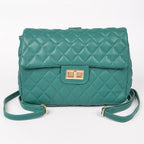 Quilted Faux Leather Chic Mini Bag Backpack (Green)
