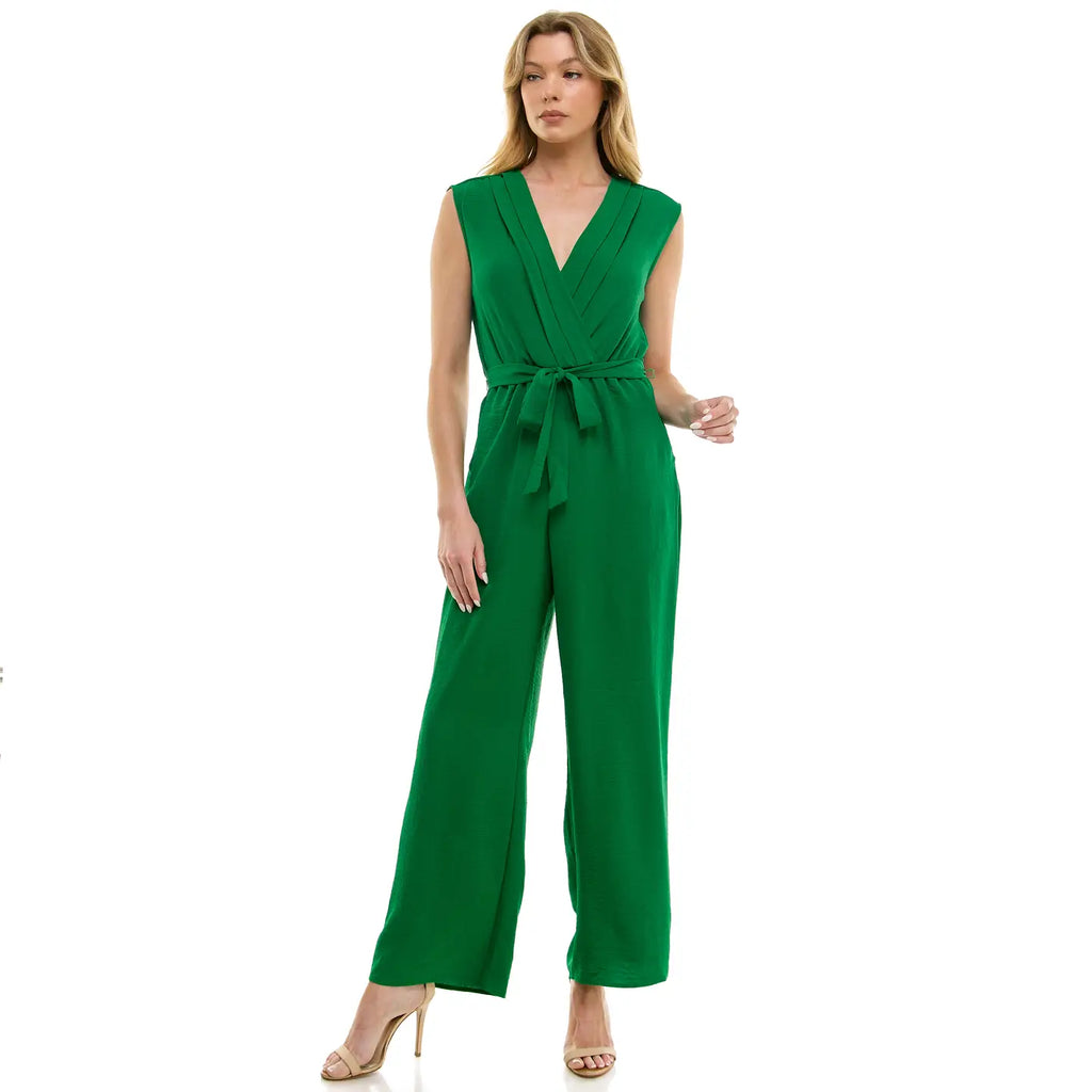 Green V Neck Jumpsuit