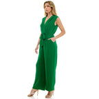 Green V Neck Jumpsuit