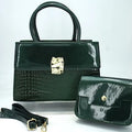 Patent Leather 2 Pc Shoulder Bag Set (Green)