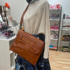 Camel Faux Leather Clutch Crossbody