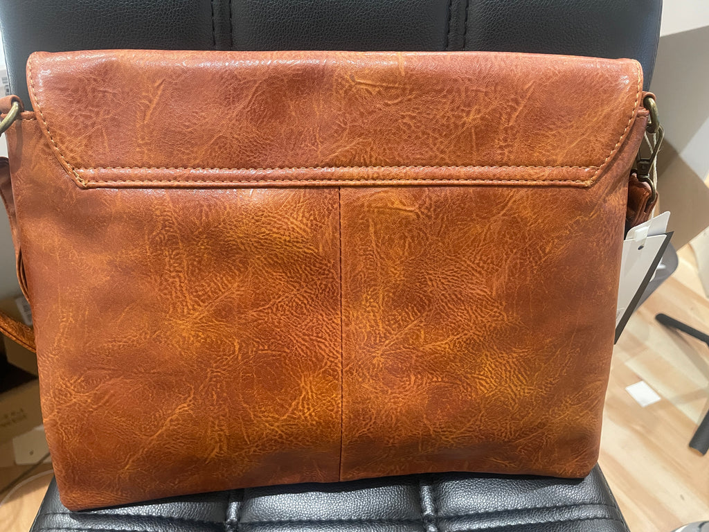Camel Faux Leather Clutch Crossbody