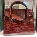 Faux Crocodile Patent Leather Lady Bag (Chocolate Brown)