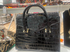Faux Crocodile Patent Leather Lady Bag (Black)