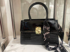 Patent Leather 2 Pc Shoulder Bag Set (Black)