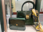 Patent Leather 2 Pc Shoulder Bag Set (Green)