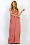 Muted Coral Pink Pocketed Maxi Dress