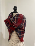 Burgundy Hues Plaid Blanket Scarf