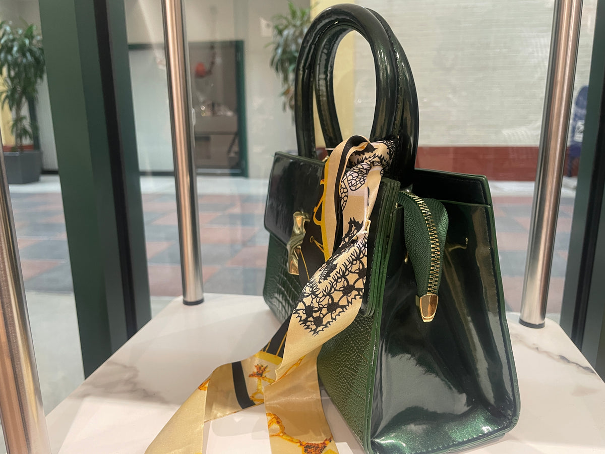 Patent Leather 2 Pc Shoulder Bag Set (Green)