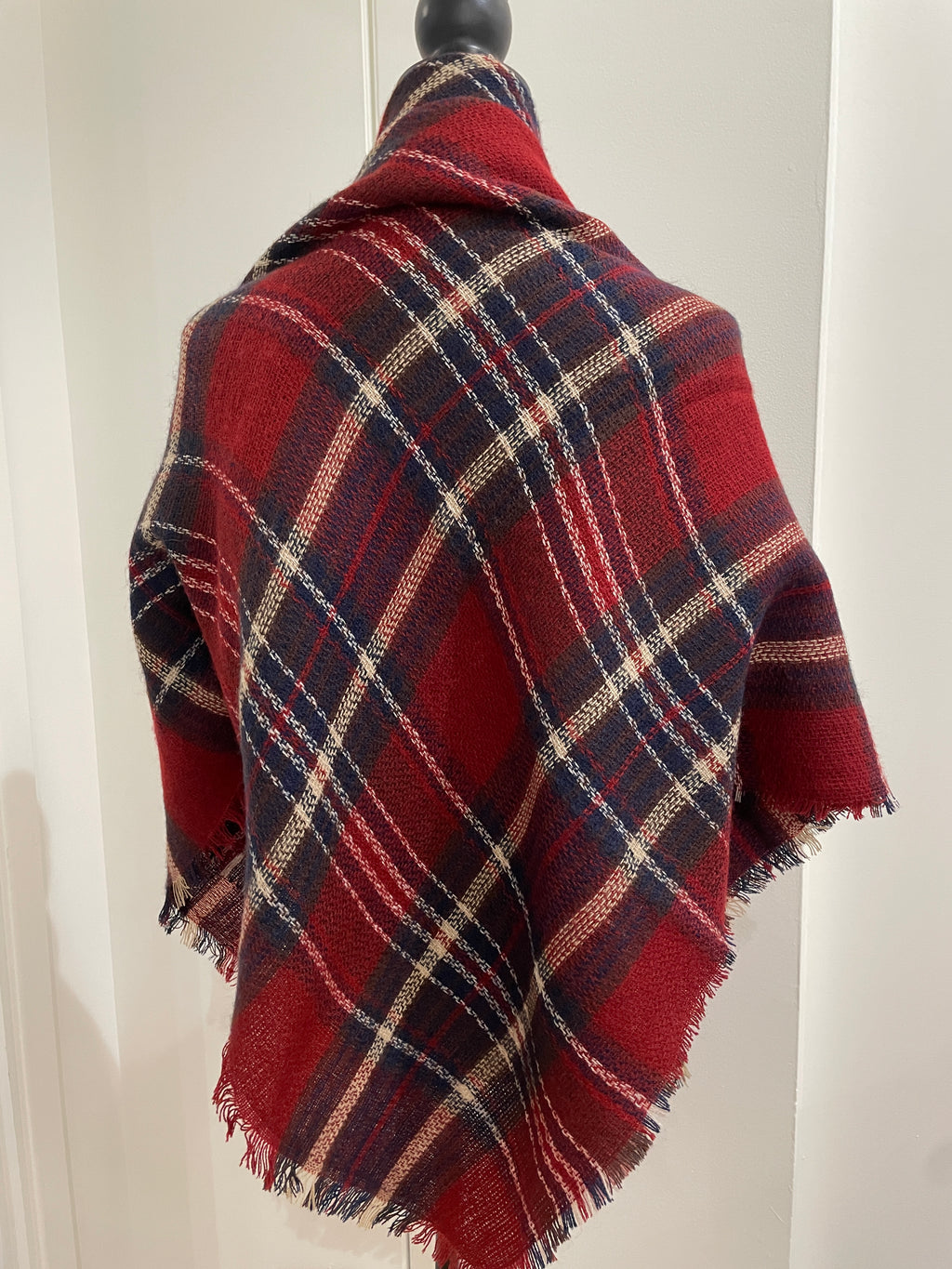 Burgundy Hues Plaid Blanket Scarf