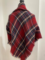 Burgundy Hues Plaid Blanket Scarf