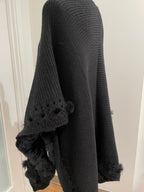 Elegant Faux Fur Trim Shawl