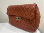 Quilted Faux Leather Chic Mini Bag Backpack (Camel Brown)