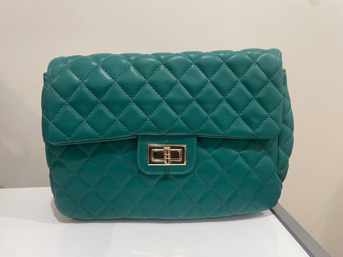 Quilted Faux Leather Chic Mini Bag Backpack (Green)