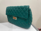 Quilted Faux Leather Chic Mini Bag Backpack (Green)
