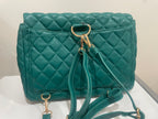Quilted Faux Leather Chic Mini Bag Backpack (Green)
