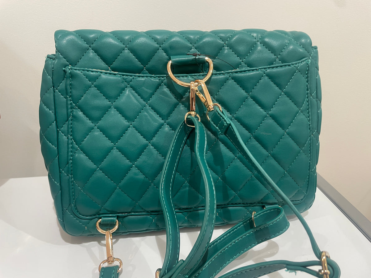 Quilted Faux Leather Chic Mini Bag Backpack (Green)
