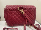 Quilted Faux Leather Chic Mini Bag Backpack (Wine)