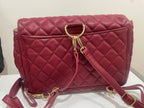 Quilted Faux Leather Chic Mini Bag Backpack (Wine)