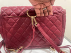 Quilted Faux Leather Chic Mini Bag Backpack (Wine)
